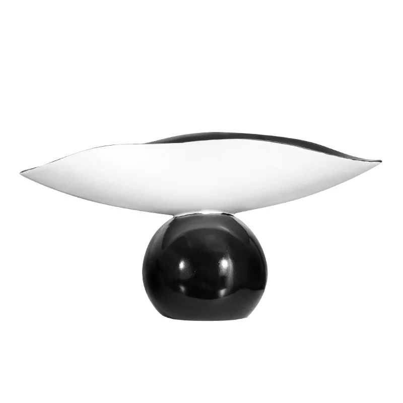 

Creative simple black and white splicing round ball fruit plate tray decorative ornament living room