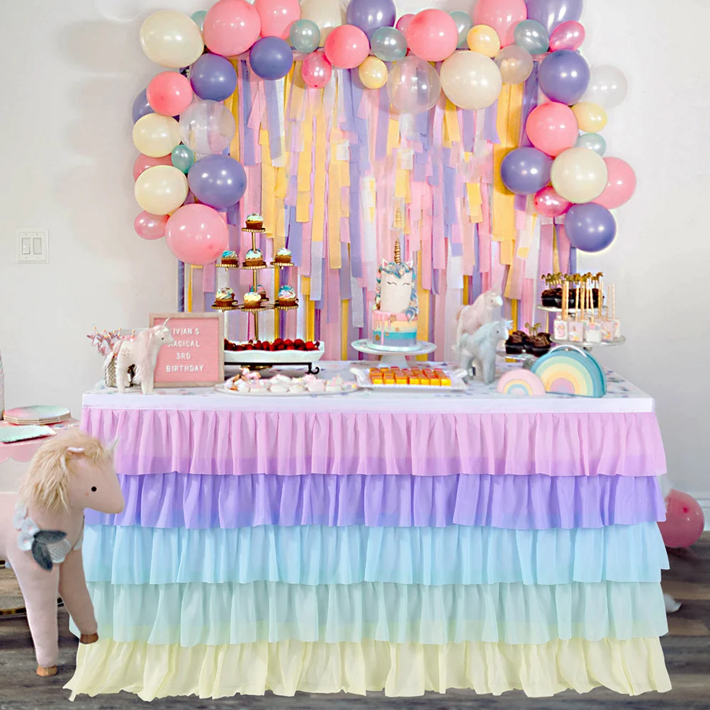 

5 Layer Wave Table Skirt For Wedding Party Skirt Cover Lightweight Decorative Colorful Home Event Supplies Kitchen Bar