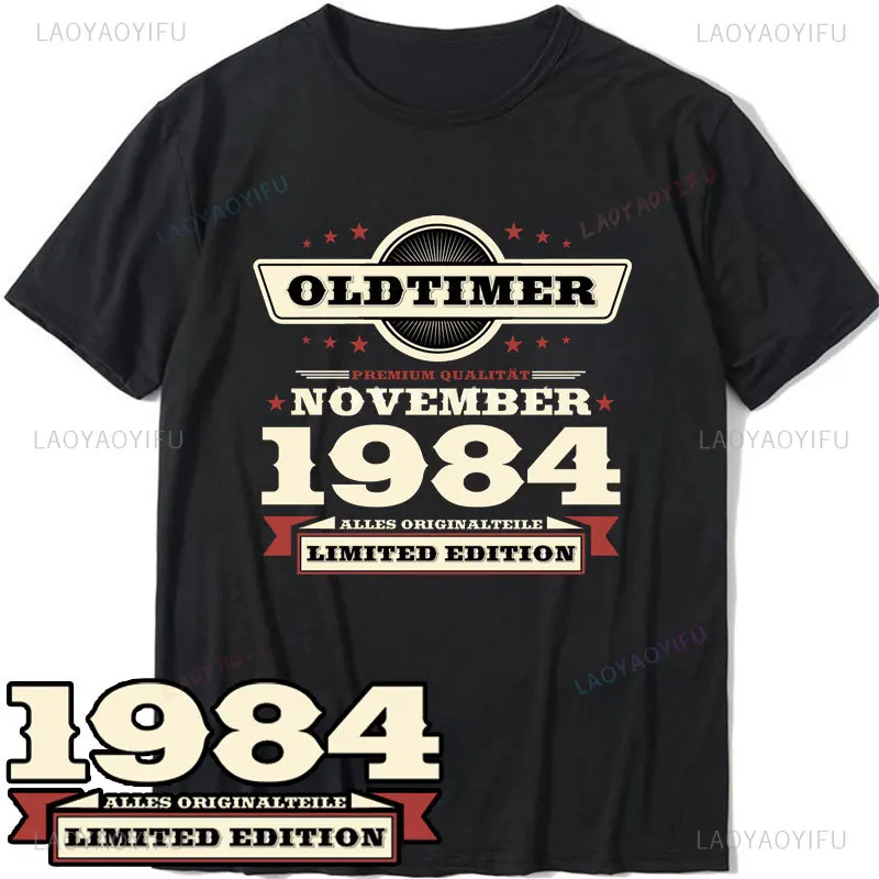 1984 T Shirt for Men Classic Retro Style Tape Tshirts Cotton Streetwear Tshirt 40th Birthday 40 Years Birthday Hipster Tee Tops