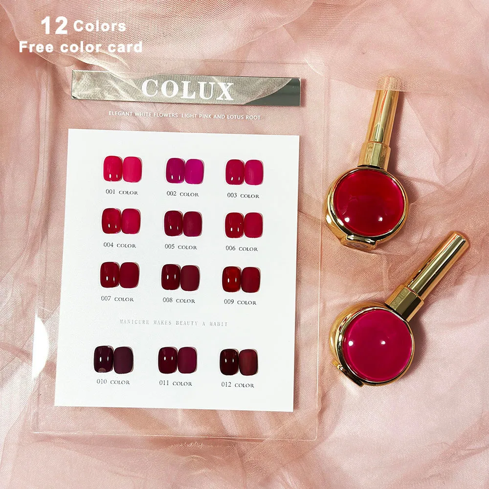 Red 12pcs Gel Polish Set With Color Card Nail Polish Different Bottles LongLasting SoakOff Varnish Hybrid Nail Art Maincure Gel