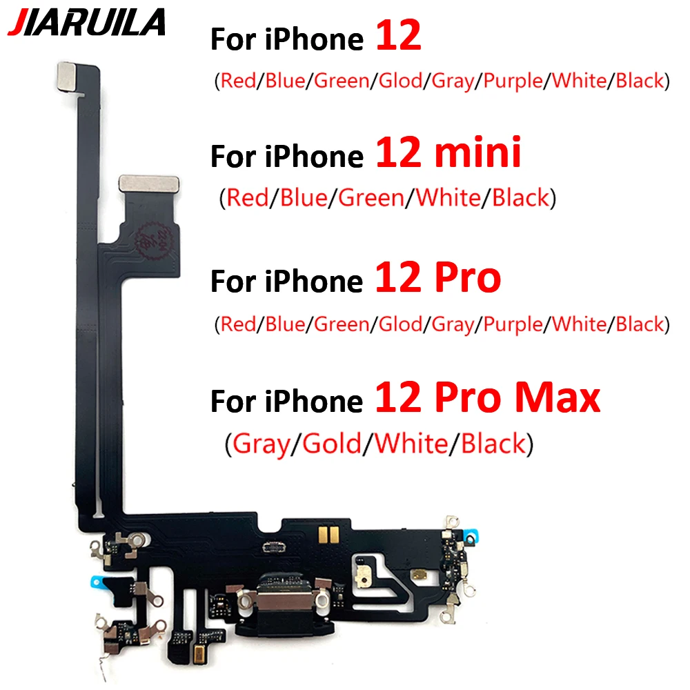 

Tested NEW For iPhone 12 / 12 mini / 12 Pro Max USB Charger Charging Port Socket Dock Plug Connector Microphone Board Flex Cable