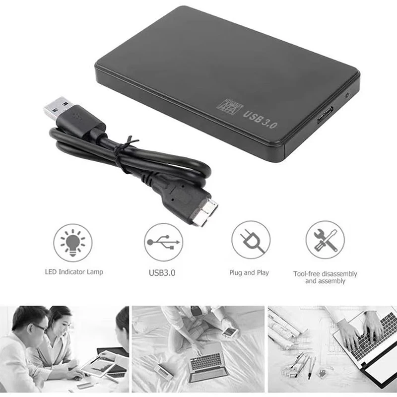SSD de 2,5 polegadas para adaptador de gabinete rígido de caixa para USB 2.0/3.0