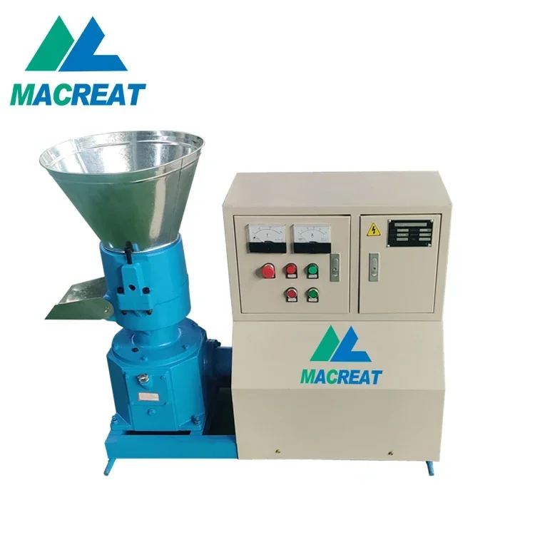 MACREAT small electric wood sawdust pellet mill pellets flat die rice husk wood mini pellet machine  pelletizer price