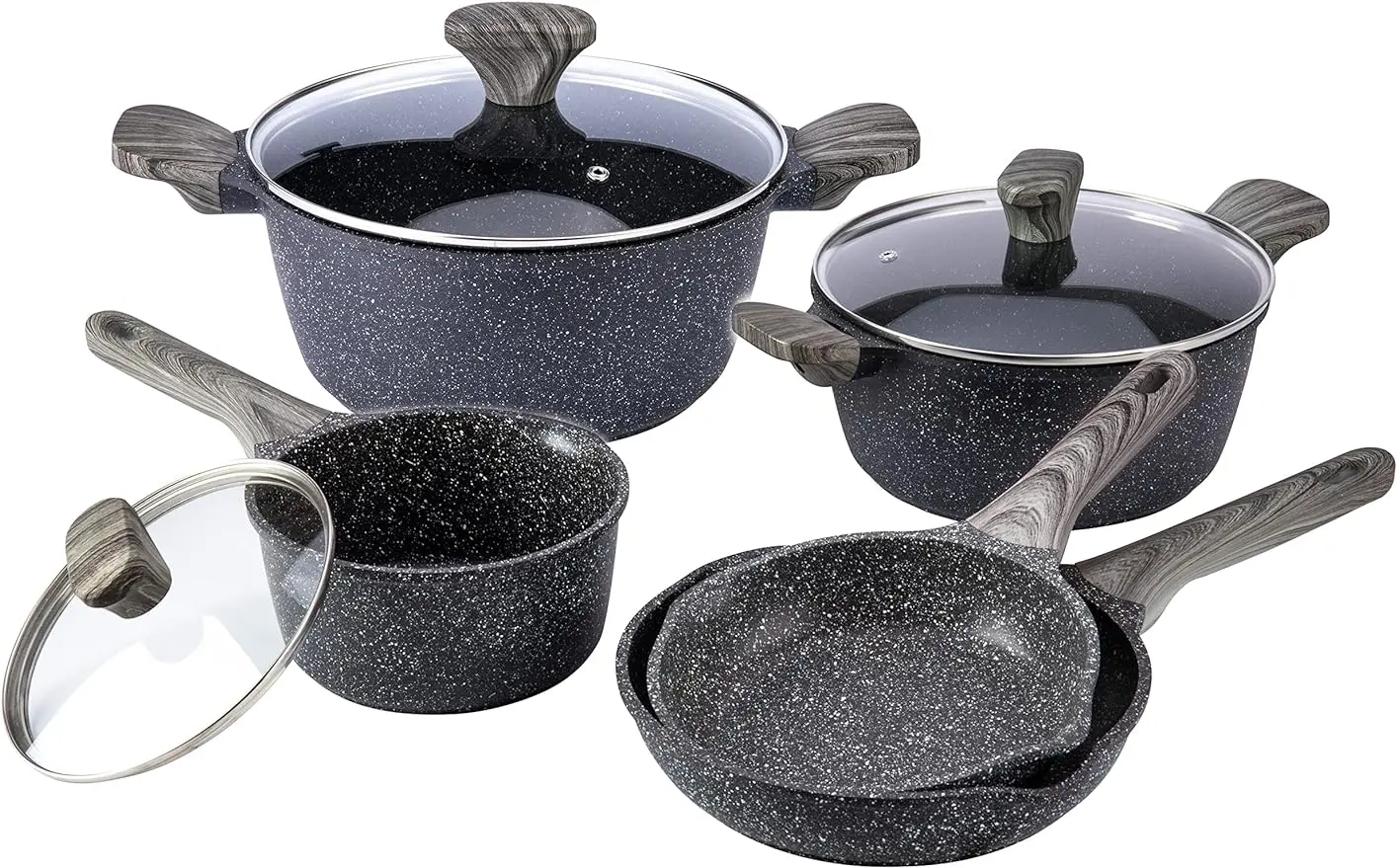 Country Kitchen Non-stick induction Cookware Set - 8 pieces cast aluminum non-toxic POTS and pans with bakelite treatment