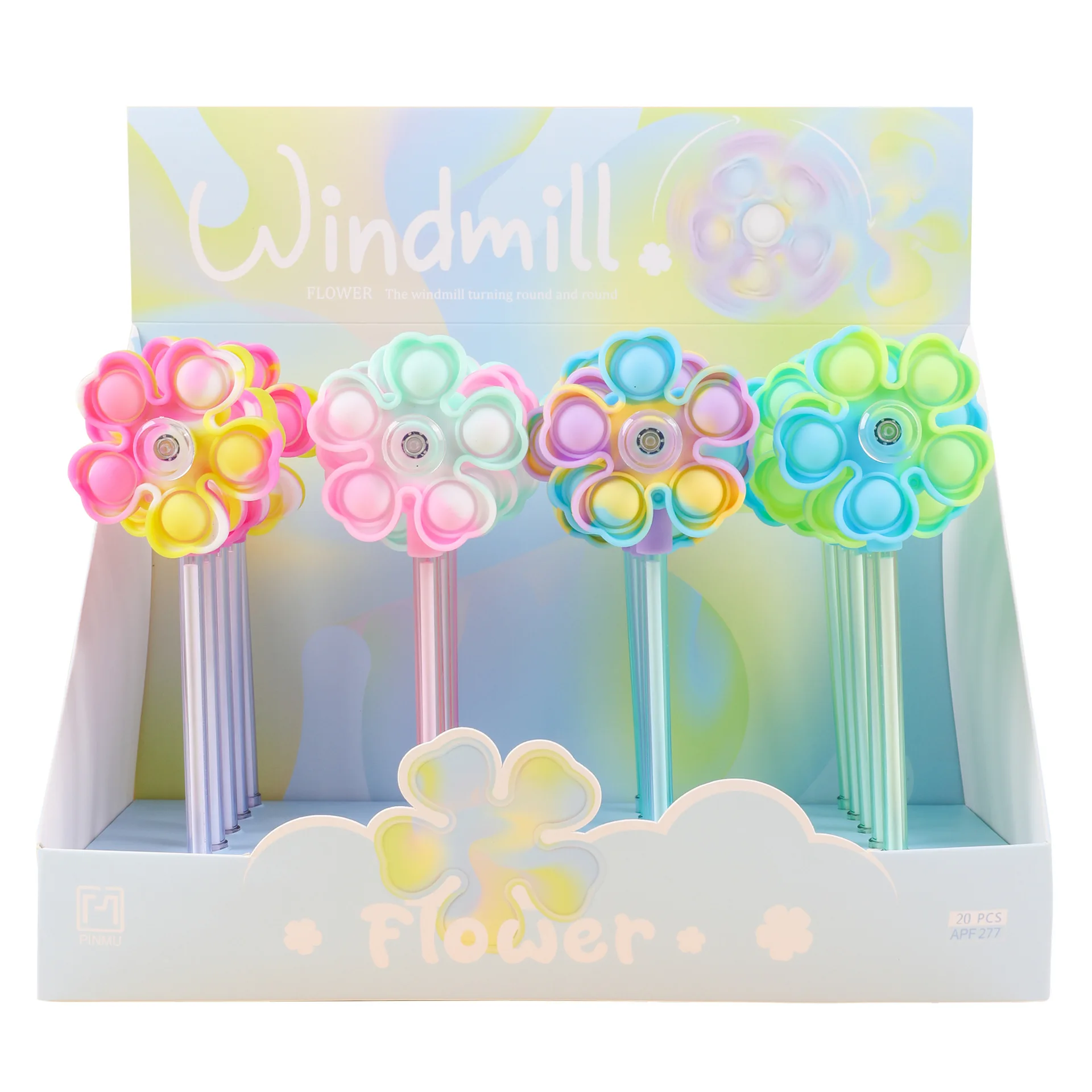 48PCS Creative New Fresh And Cute Cartoon Silicone Flower Candy Windmill Turning Pen Neutral Pen Student Gift Stationery