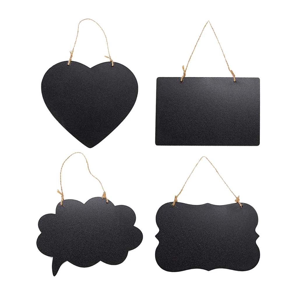 

4Pcs Double Sided Wooden Chalkboards Creative Hanging Message Board for Coffee Shop Home Decor Message Blackboard