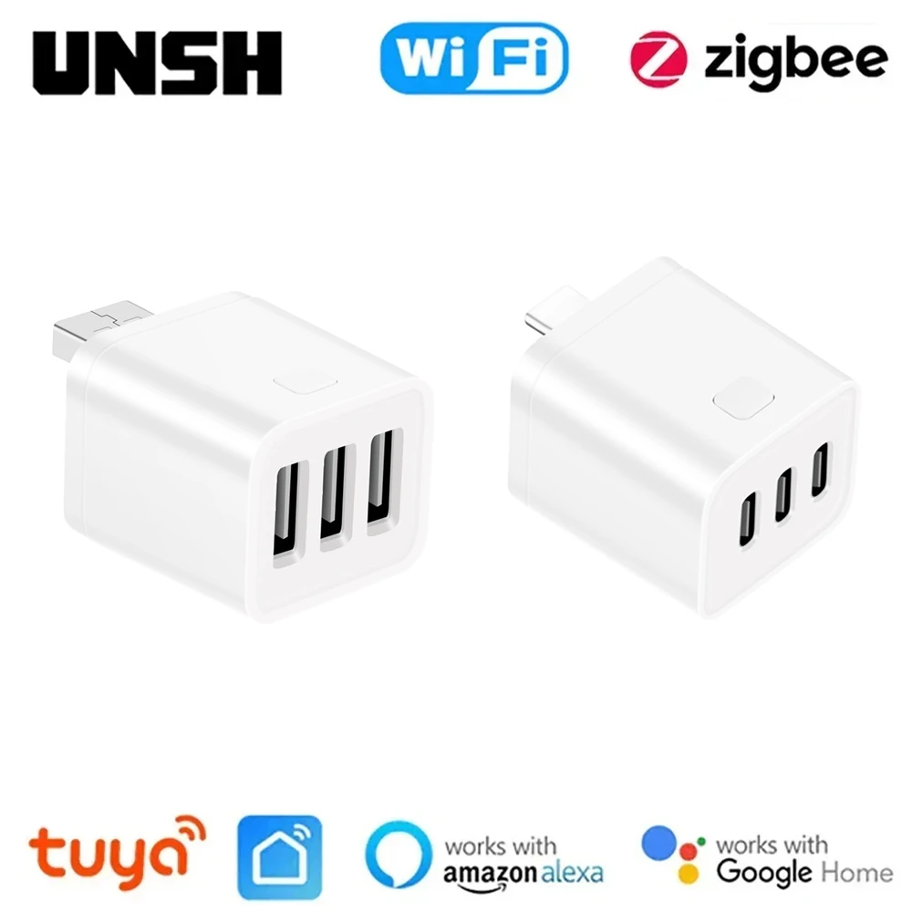 Tuya Smart WiFi/Zigbee Micro 1 2 3 USB Type-C Adaptor Switch 5V Mini USB Power Adaptor Smart Life Control Via Alexa Google alice