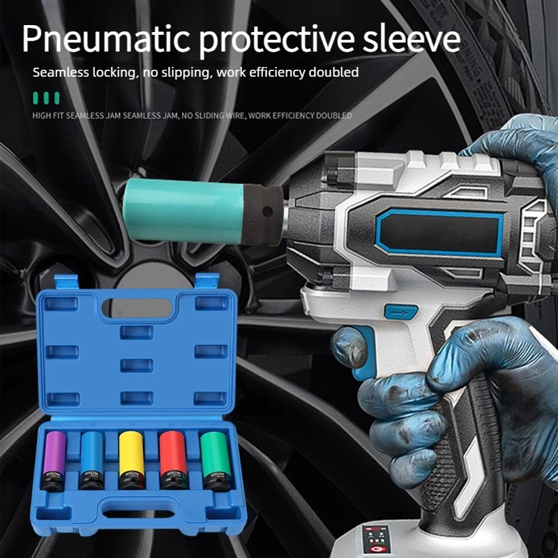 

Pneumatic tire disassembly and assembly protective sleeve tool set, colored scratch resistant wheel hub car protective sleeve