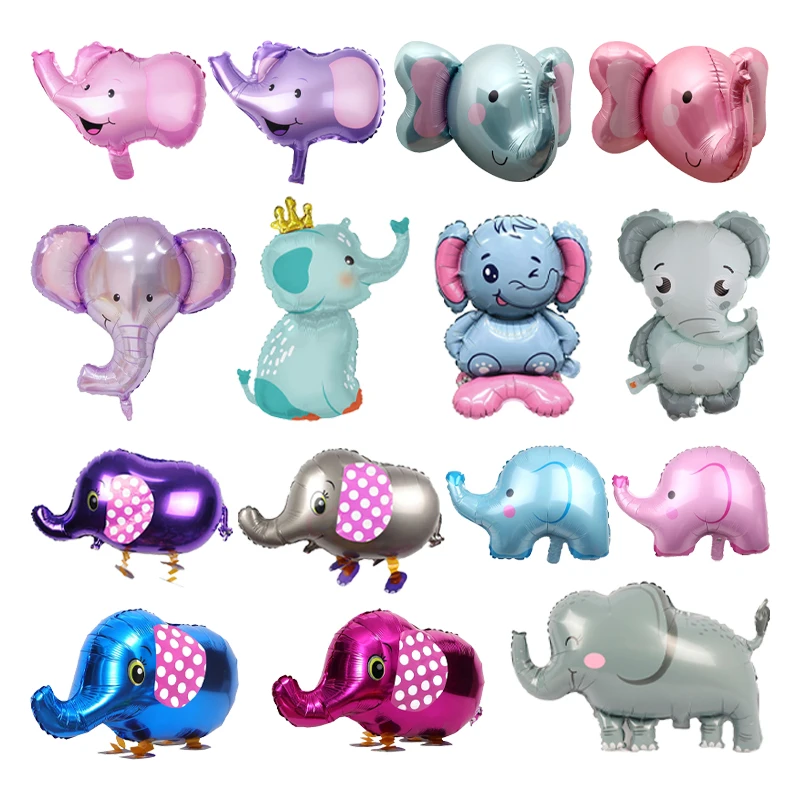 Cartoon Tier Elefanten Folienballons Elefantenkopf Ballon Babyparty Alles Gute zum Geburtstag Party Elefanten Themen Dekoration