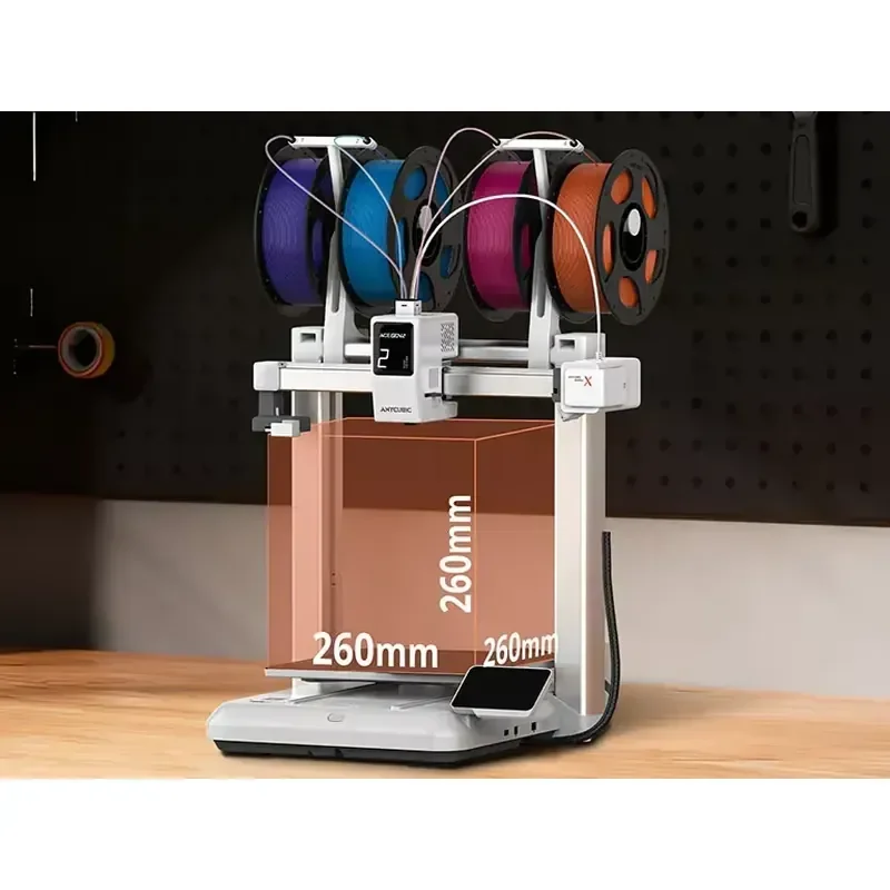 Anycubic Kobra X Automatic Flatbed 3D Printer High Speed FDM 260x260x260mm PLA Multi Material & Color Printing 2026