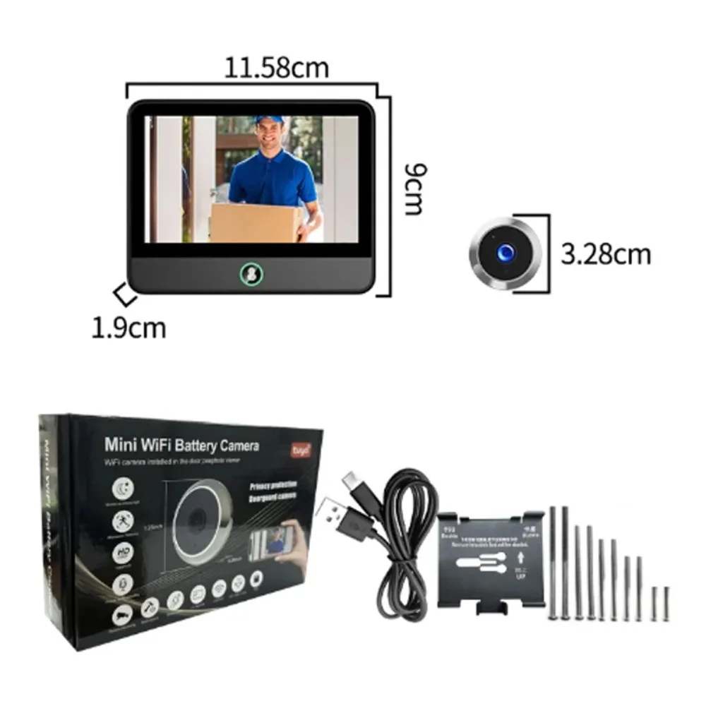4.3 Inch WiFi Digital Door Peephole Tuya Smart LIfe Eye Cat Human Detection 3MP 120° Wide Angle Night Vision Hidden Video Viewer