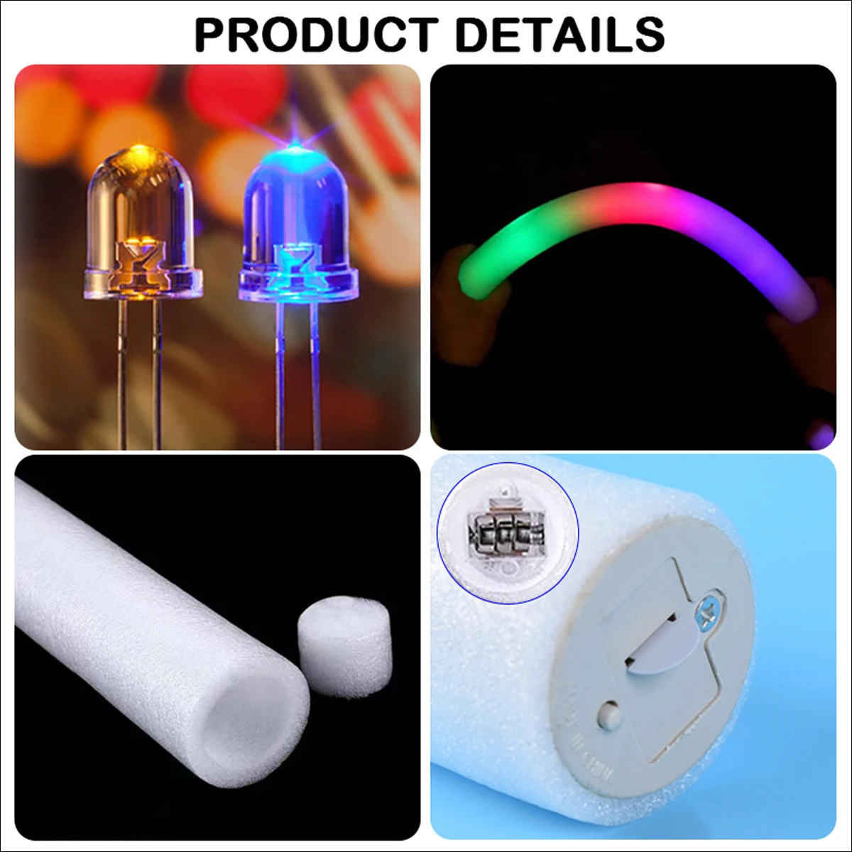 Led Luminous Sticks Party Rave Foam Glow Stick Rgb Fluorescent Dark Light for Bar Wedding Birthday Festival Supplies Accessories