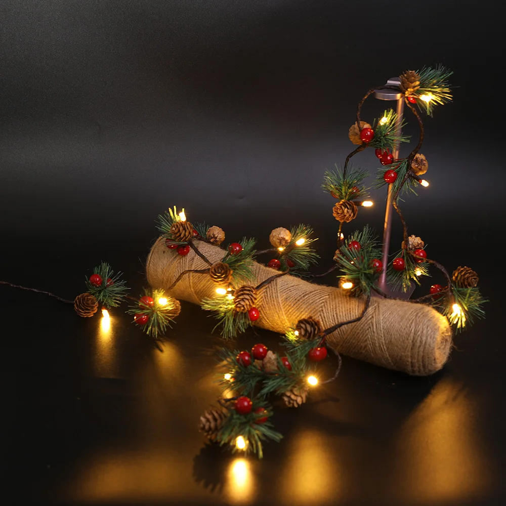 

2M 20leds Pine Cone Fariy String Lights Battery Operated DIY Wedding Christmas Decoration Garland Light Holiday Party Lights