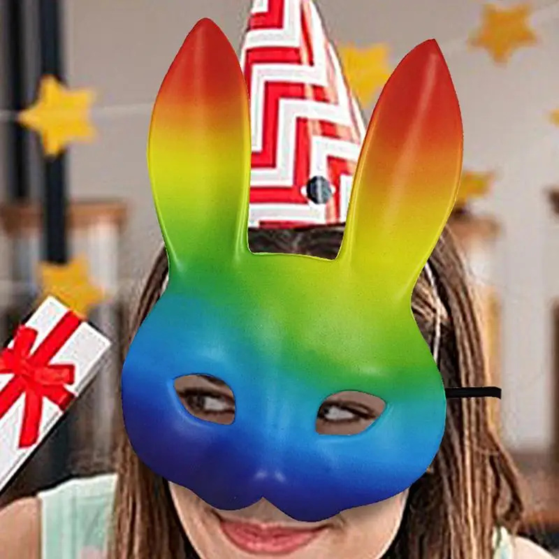 Rainbow Bunny Masque Rainbow Cosplay Accessory For Easter Rabbit Costume Accessories Cosplay Fancy Dress Props Ergonomic With