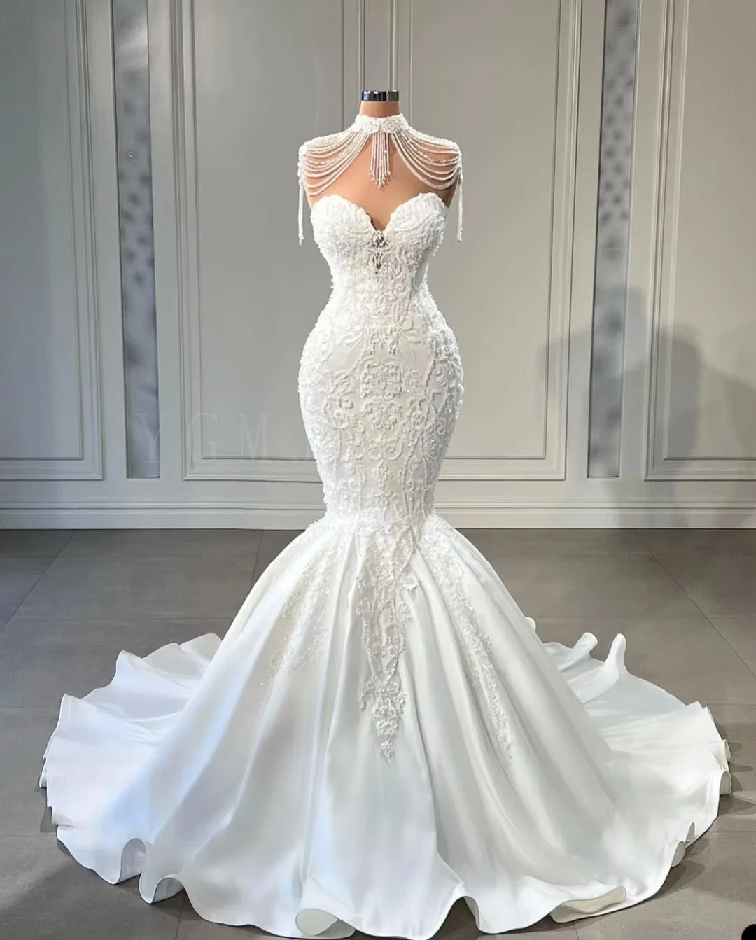 Luxury Mermaid Wedding Dresses 2025 for Bride Sweetheart Beaded Lace Appliques African Bridal Gown Robes De Mari Customized