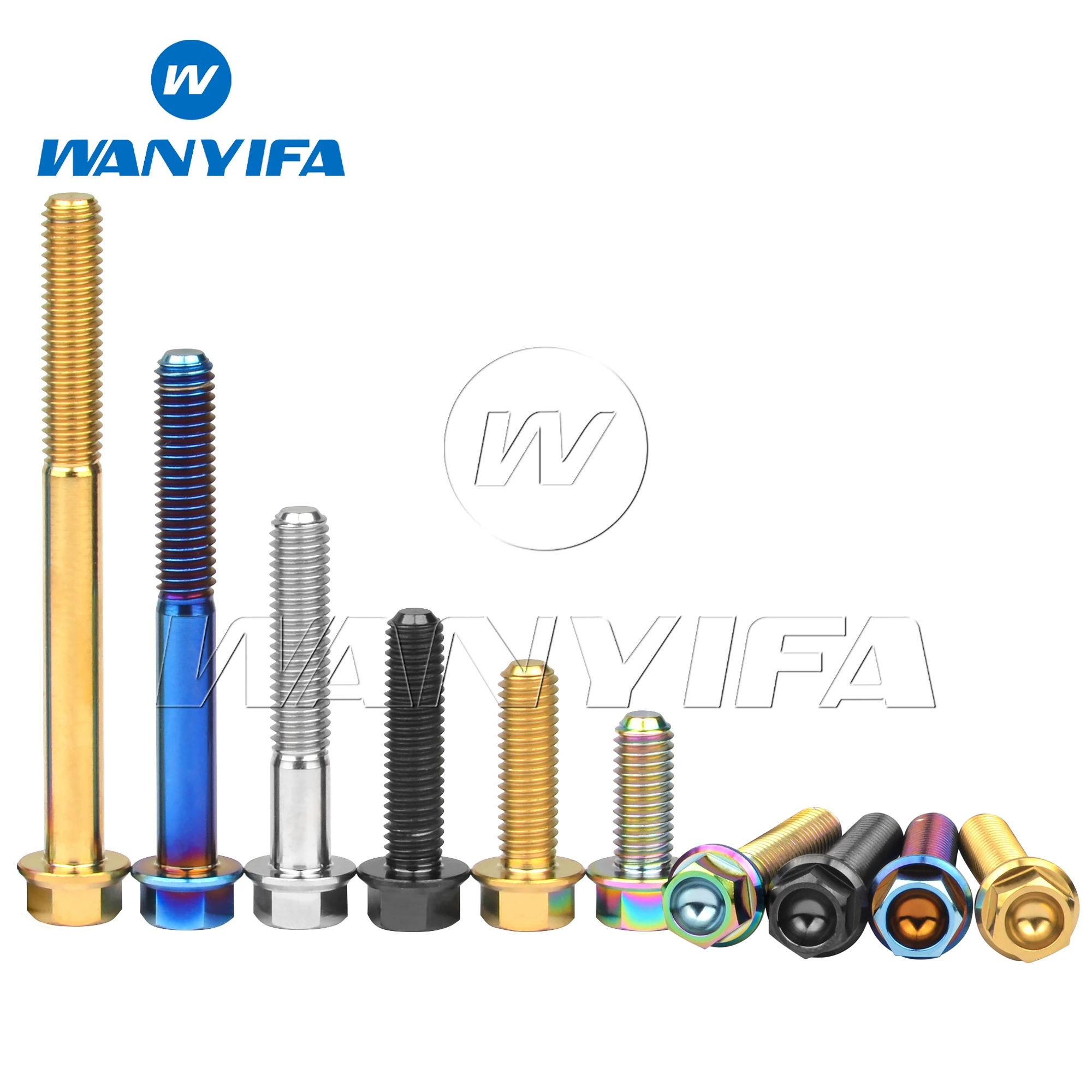 Wanyifa-Parafuso de titânio, parafusos de cabeça sextavada flange para bicicleta, motocicleta, modificação do carro, M6x10-100mm, 5 PCs, 12PCs