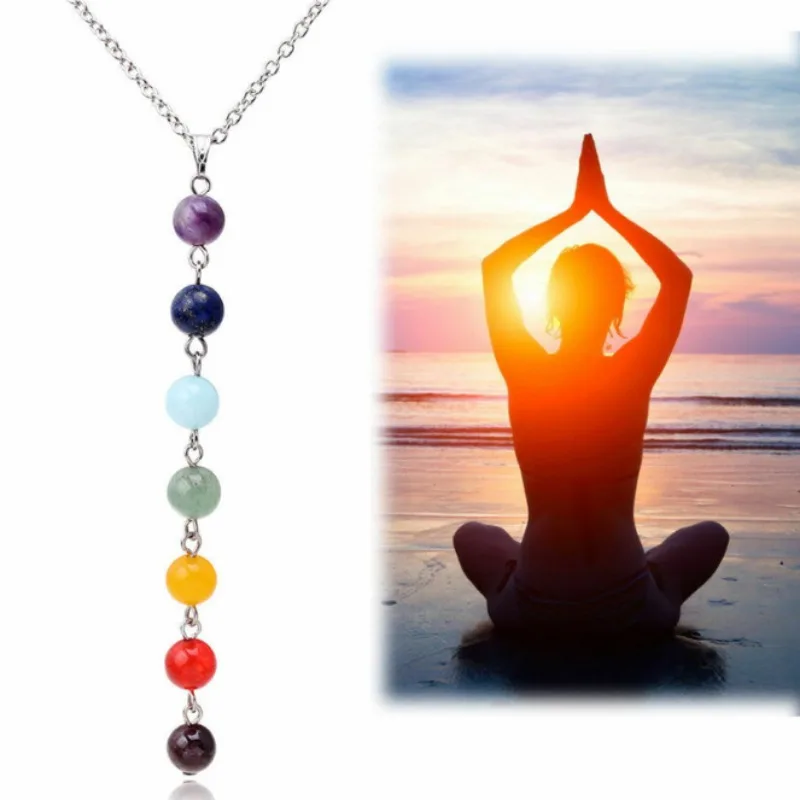 7 Chakra Reiki Bead Pendant Necklace Yoga Energy Jewelry Healing Balance Natural Stone Choker Bracelet Jewelry Set for Women Men