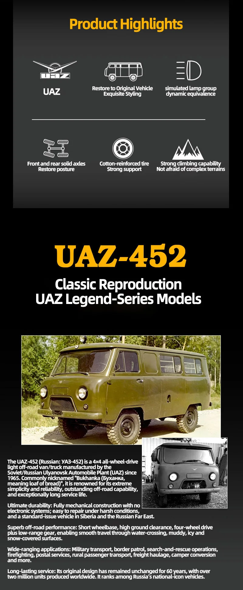 WPL C104 1:12 4WD Off‑Road Van Truck RC Car Four‑Wheel Drive UAZ‑452 Simulated RC Model Vehicle Electric Toy Car for Boys Adults