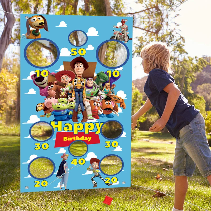 Toy Story Toss Games with Bean Bags Set Birthday Party Games Hanging Banner Outdoor Throwing Game for Boys Girls Home Decoration