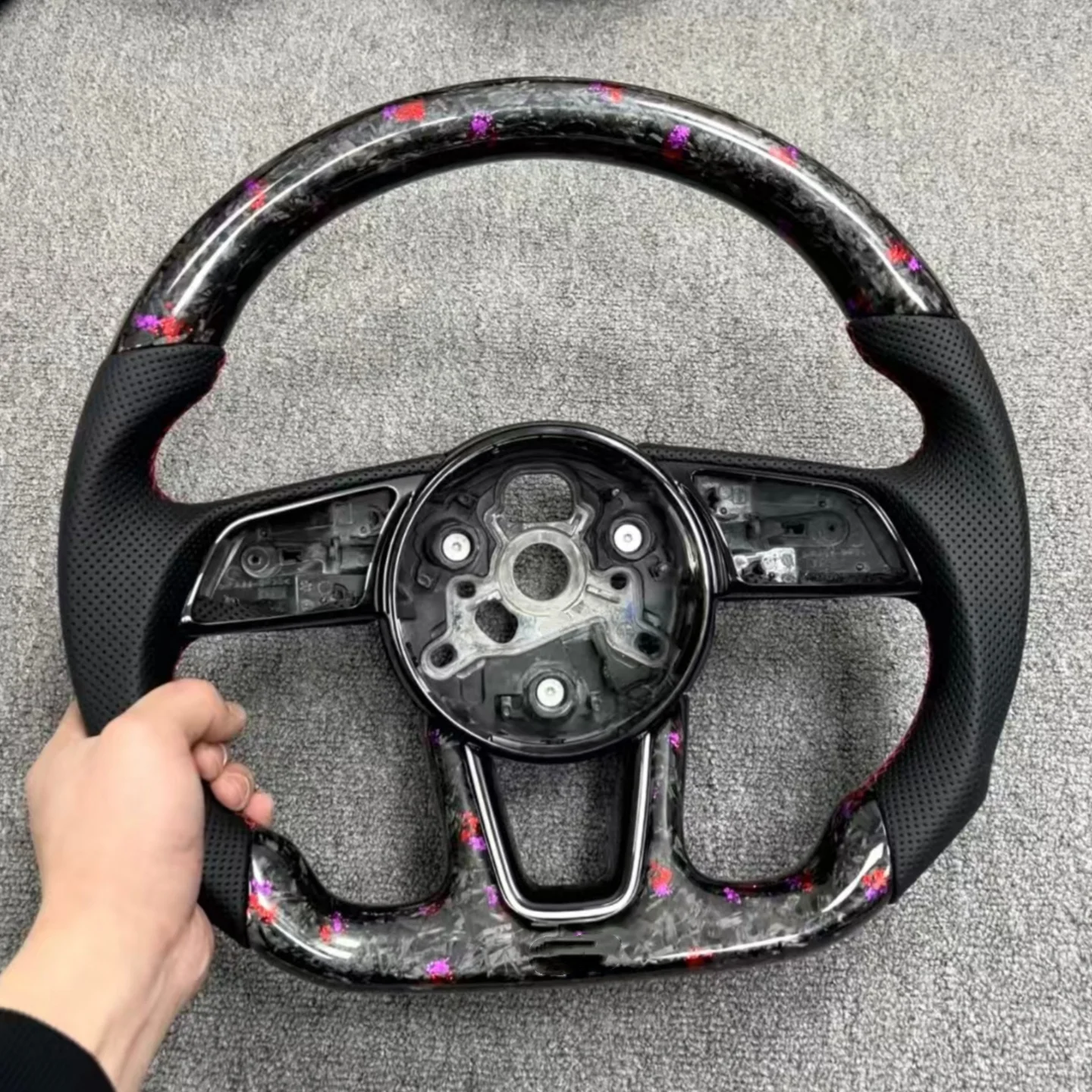 Led Car Steering Wheel for Audi Q8 SQ8 A3 A4 B9 A5 B8 A6 C7 A7 S3 S4 RS3 RS5 RS7 RS6 C8 Carbon Fiber Sports Model view 5