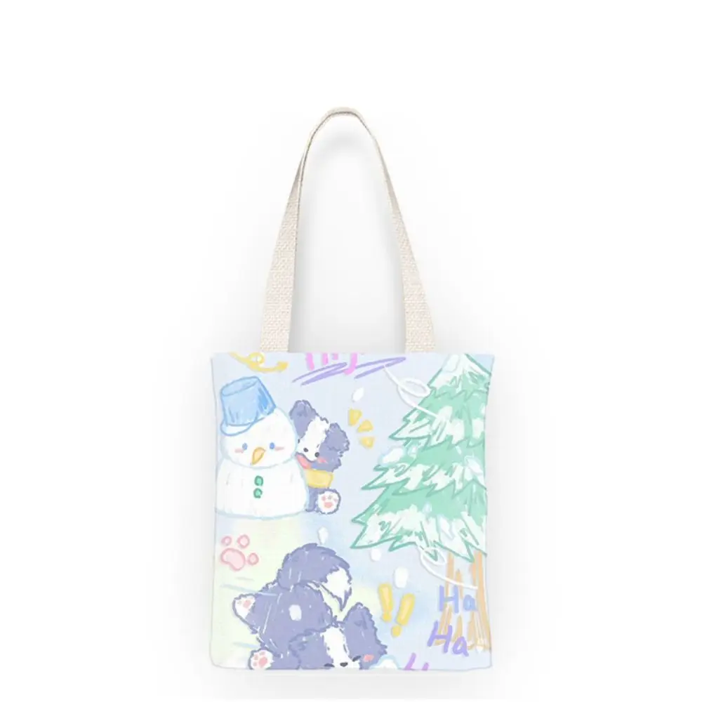 Geschenke große Kapazität Welpen Einkaufstaschen tragbare niedliche Pendelt asche Cartoon Tote Leinwand Handtaschen Leinwand Handtasche