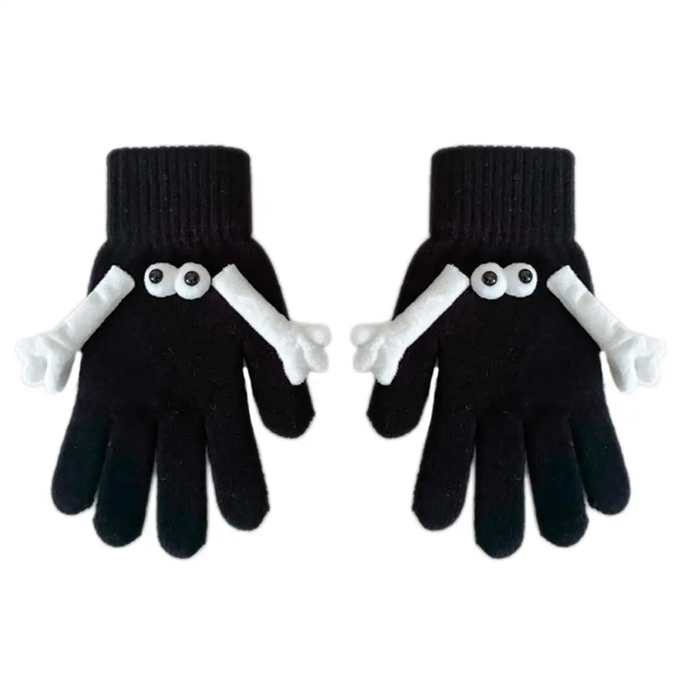 1 par de guantes de punto para pareja, divertidos guantes de mano con succión magnética, elásticos, divertidos ojos grandes, dedos completos, guantes de invierno W1f0