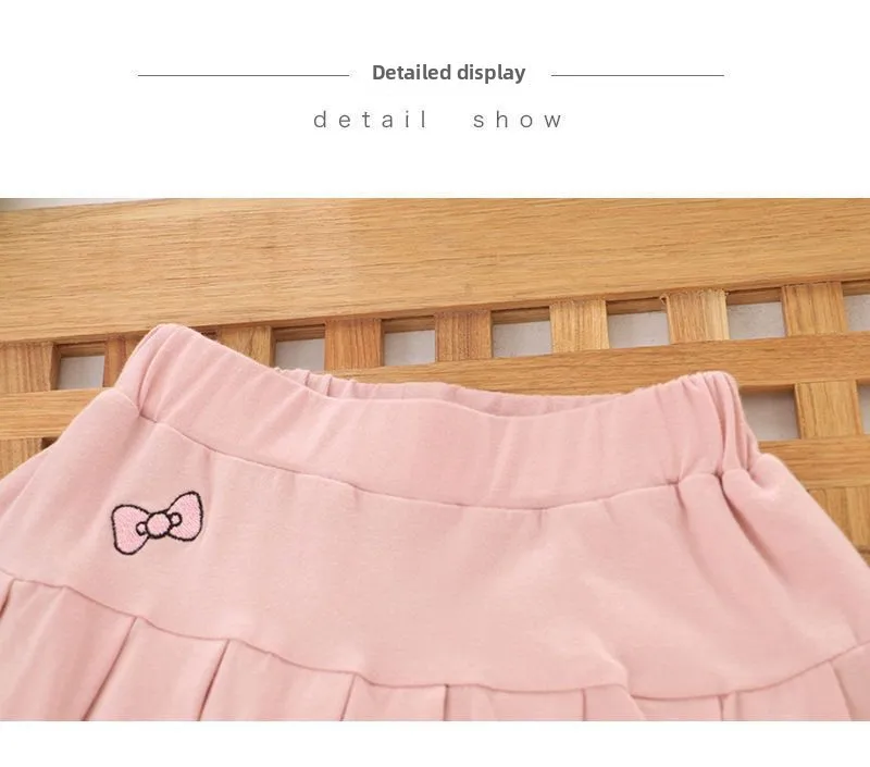 JK Rock-Shorts für Kinder, Minirock, Sommer, Mädchen, Bonbonfarben, besticktes Herz-Design, einfacher Faltenrock, Sicherheitshosen-Design – Detail 16