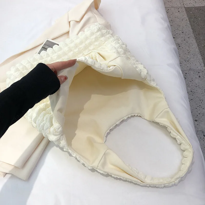 Cloud Shape Cotton Canvas Tote Bag Women's Simple Fashion Shoulder Bag JIFANPAUL Brand Casual Style Handbag for Daily Use
