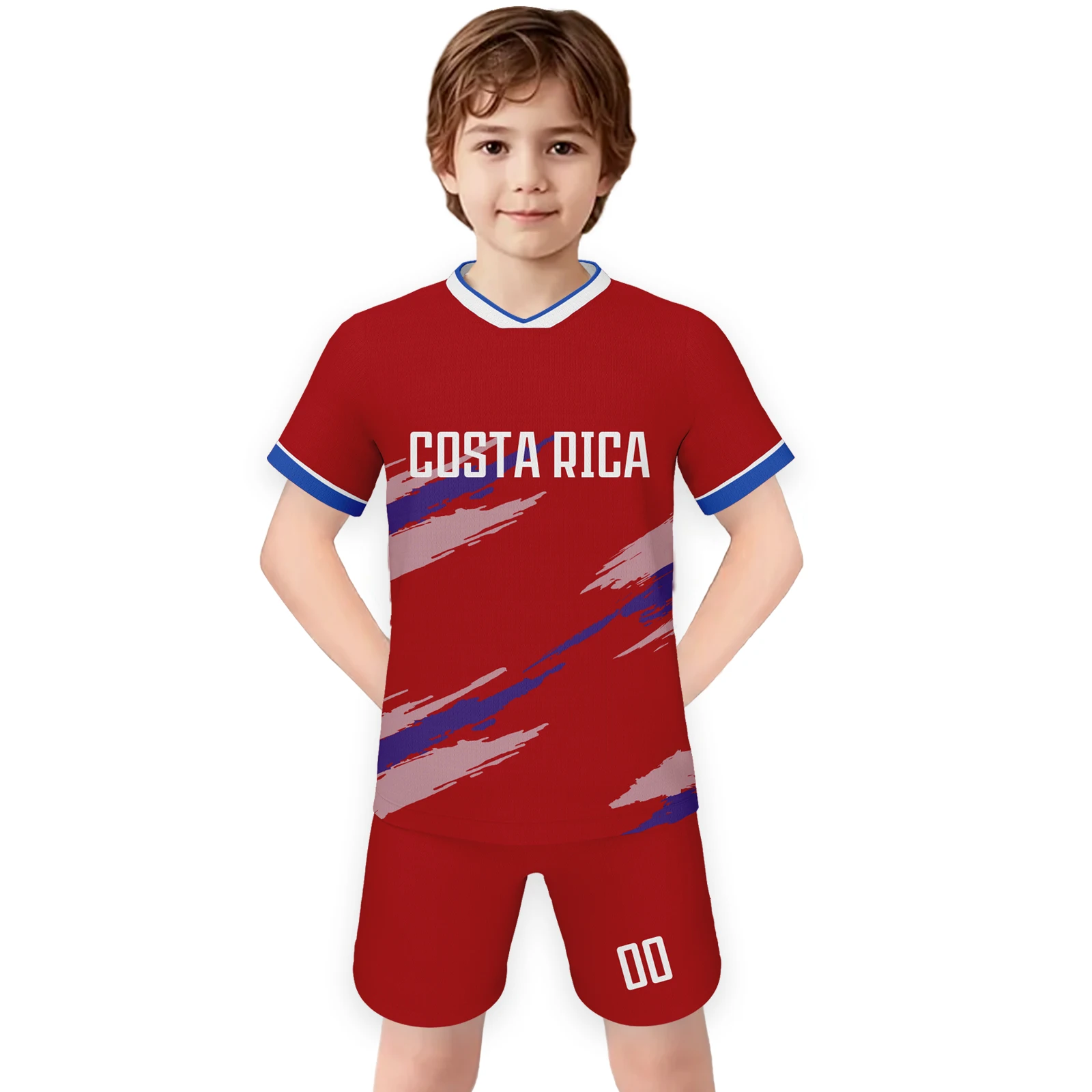 

Costa Rica Custom Kids Soccer Jersey Set for Boys and Girls Personalized Football Shirt with Name Number Sublimation Sportswear