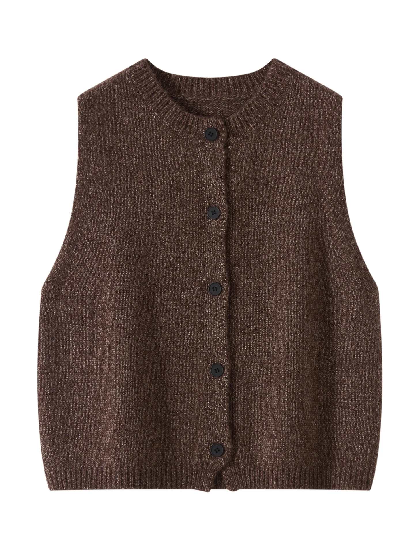 

Ретро-кардиган Camere для женщин: вязаный жилет с круглым вырезом, универсальный, с подплечниками, осенне-зимняя новинка для повседневной носки