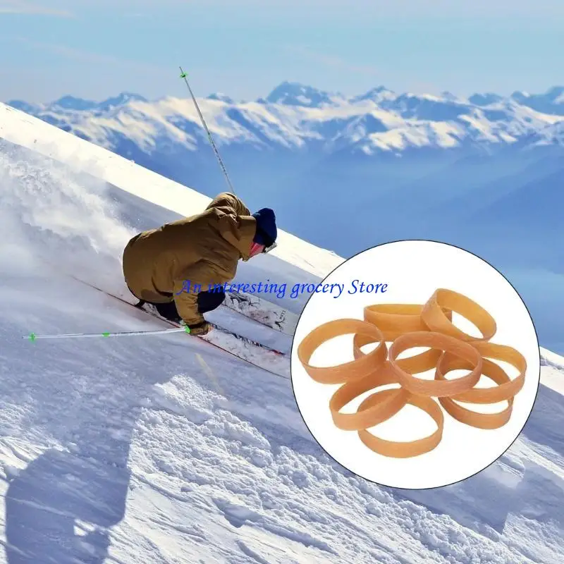 652D 20/50Pcs Snowboard Brake Sports Brake Retainers Exercise Rubber Bands Set Widened Rubber Rings Safety Ski Brake Retainer