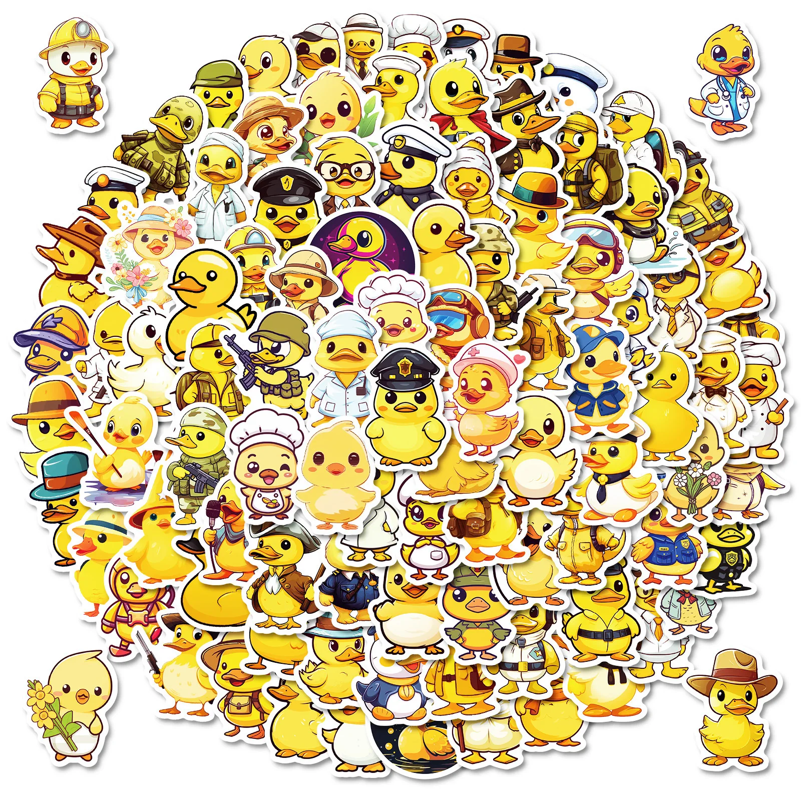 100pcs Cartoon Little Yellow Duck Graffiti Creative Cute Suitcase Skateboard Bicycle Waterproof Sticker