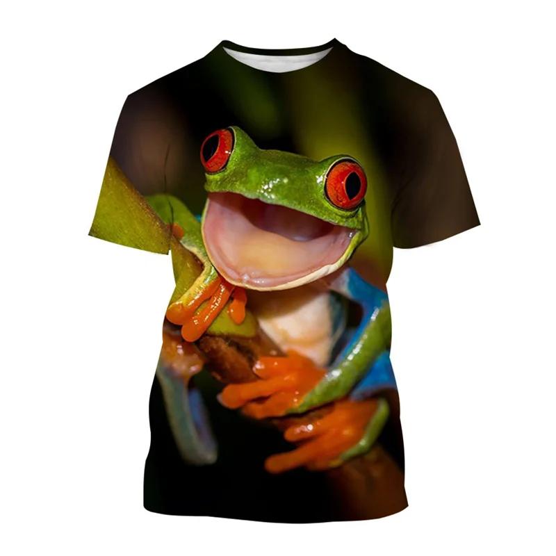 3D Printing Amphibia Tree Frog T-shirt Funny Animal Short-sleeved T Shirt Crew Neck Summer Oversized Tees Top Men Clothes