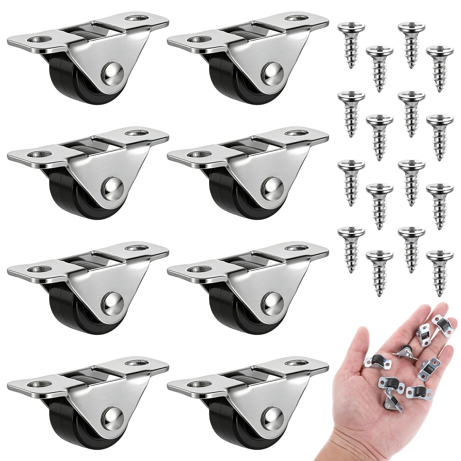 8 PCS Multipurpose Silent Rubber Casters 0.5