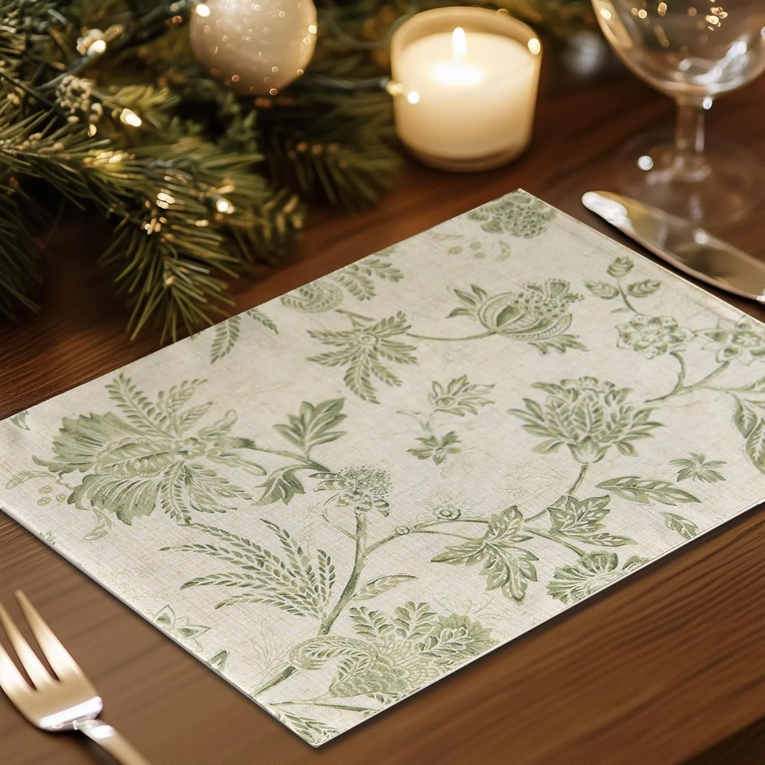 VIKAMA 4/6/8/10PCS Blume Herbst Mahlzeit Matte Tisch Matte Landhaus Im Freien saisonale Küche Tisch Dekoration Hause Dekoration