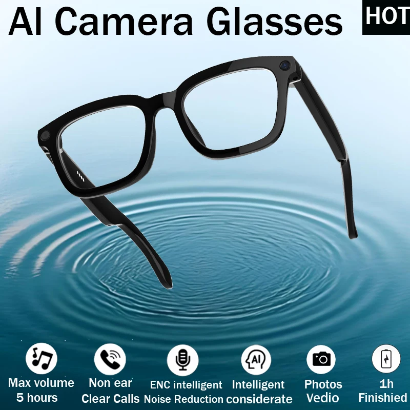 

Smart AI Camera Glasses HD Shooting Camera Dialogue Translation High Definition BT Call Music Vedio Waterproof ENC Noise Glasses