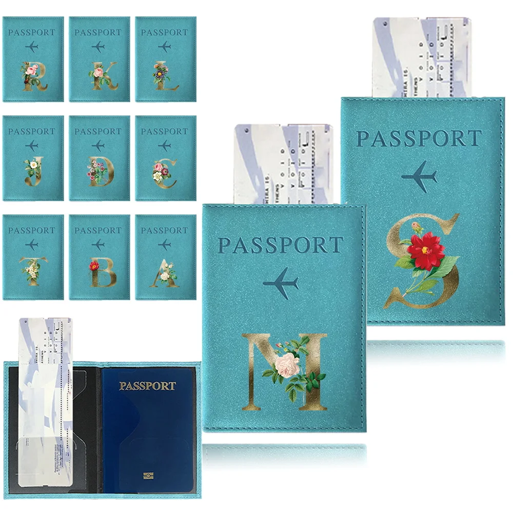 Travel Passport Cover Case Ticket Storage Holder Protector Anti-scratch Document Passport Holder Golden Flower Pattern Series