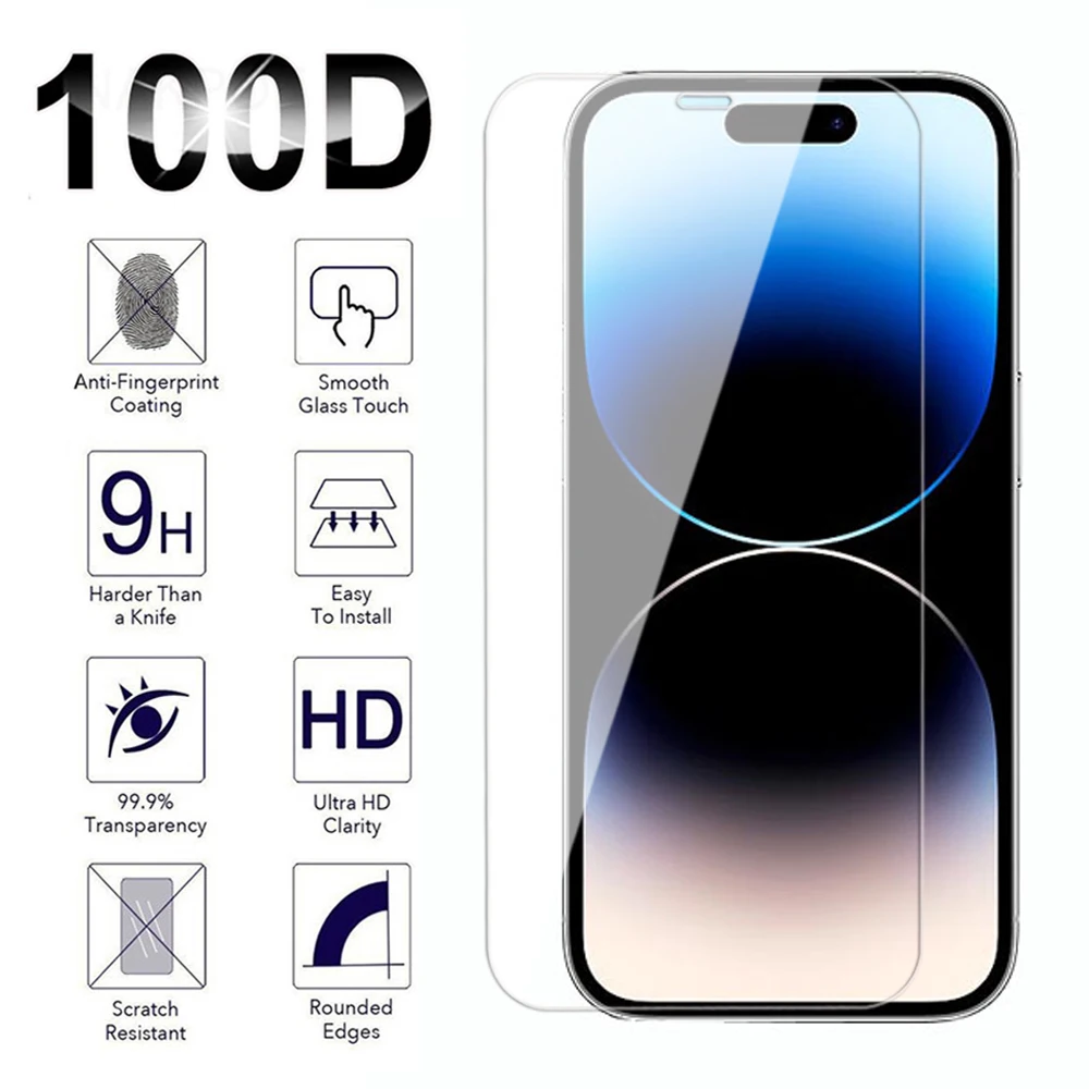 Protective Tempered Glass On For Apple iPhone 13 14 15 Pro Max Full Cover Screen Protector For iPhone 13 mini Transparent Film