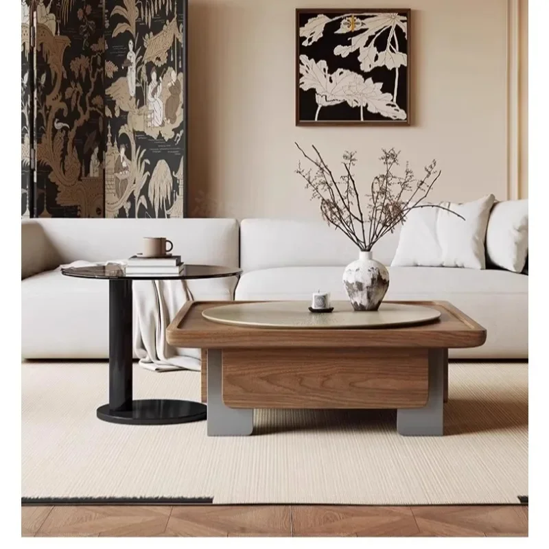 

Medieval coffee table living room household small apartment light luxury designer high sense solid wood creative side table