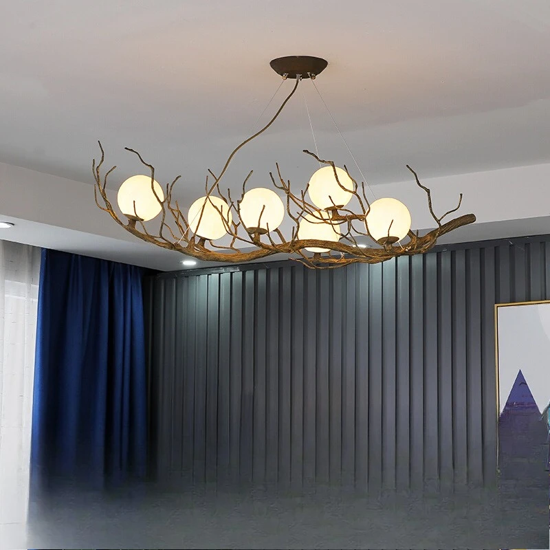Tree Branch Living Room Chandelier Retro Moon Art Lighting Personalized Nordic Bedroom Homestay Restaurant Tree Branch Lighting