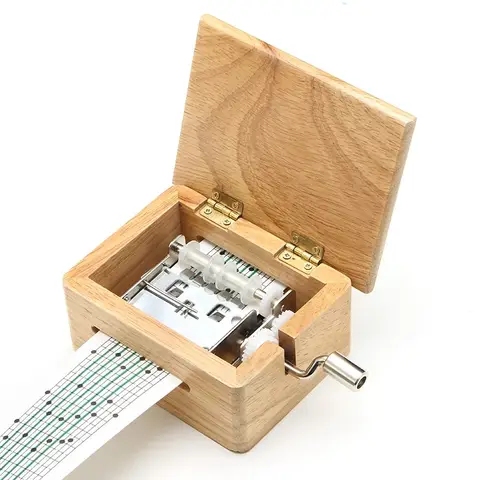 15/30 Tone Hand-cranked Music Box with Paper Tape Puncher Wooden Box Music Paper Composing Movement Creative DIY Composing Music