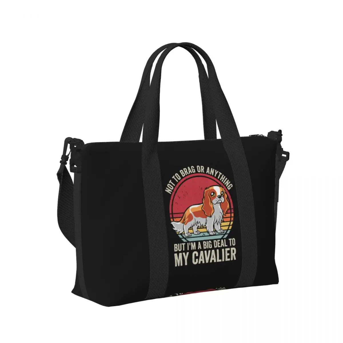 

Cavalier King Charles Spaniel Dog Quotes Beach Travel Bag Large Capacity Tote Bags for Yoga Women Shopping Duffle Shoulder Bag