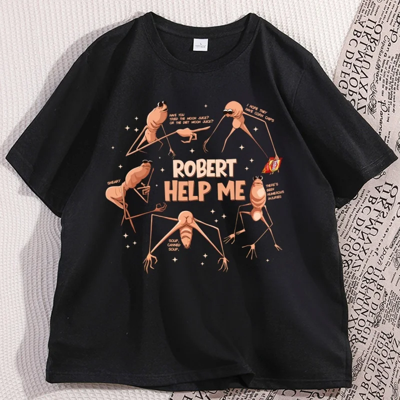 ماركوس الدودة مضحك ميمي روبرت مساعدتي تي شيرت مضحك رجل امرأة القطن الجرافيك تيز عالية الجودة قصيرة الأكمام جولة الرقبة المحملة #1