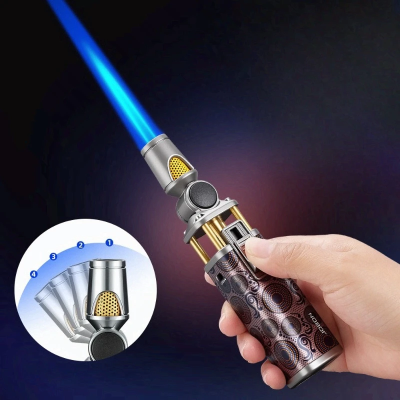 JOBON Strong Blue Flame Inflatable Lighter Multifunctional Purpose 360° Inverted Use One Key Lock Fire Gun Lighter.