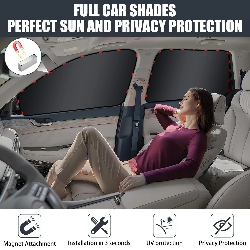 Heat Reduction Car Window Sun Shade Privacy Protection Easy Installation Car Side Window Cover Magnetic Attachment Foldable