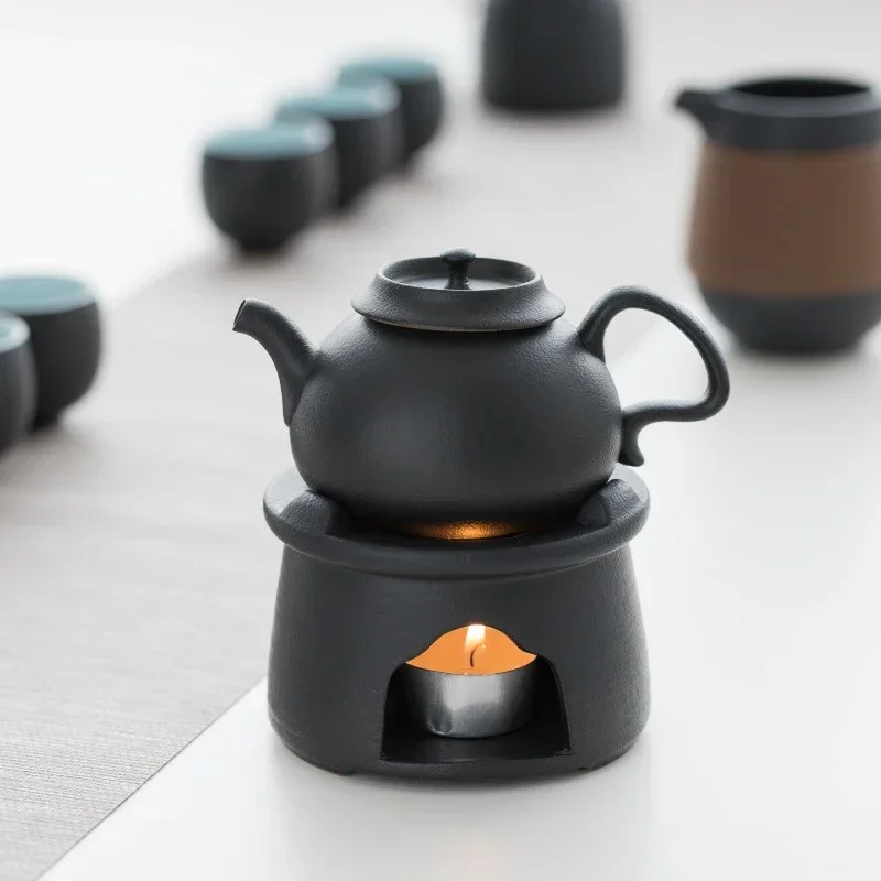 Japanese Style Heat Preservation Heating Tea Stove Black Candle Tea Warmer Kung Fu Tea Ceremony Pottery Teapot