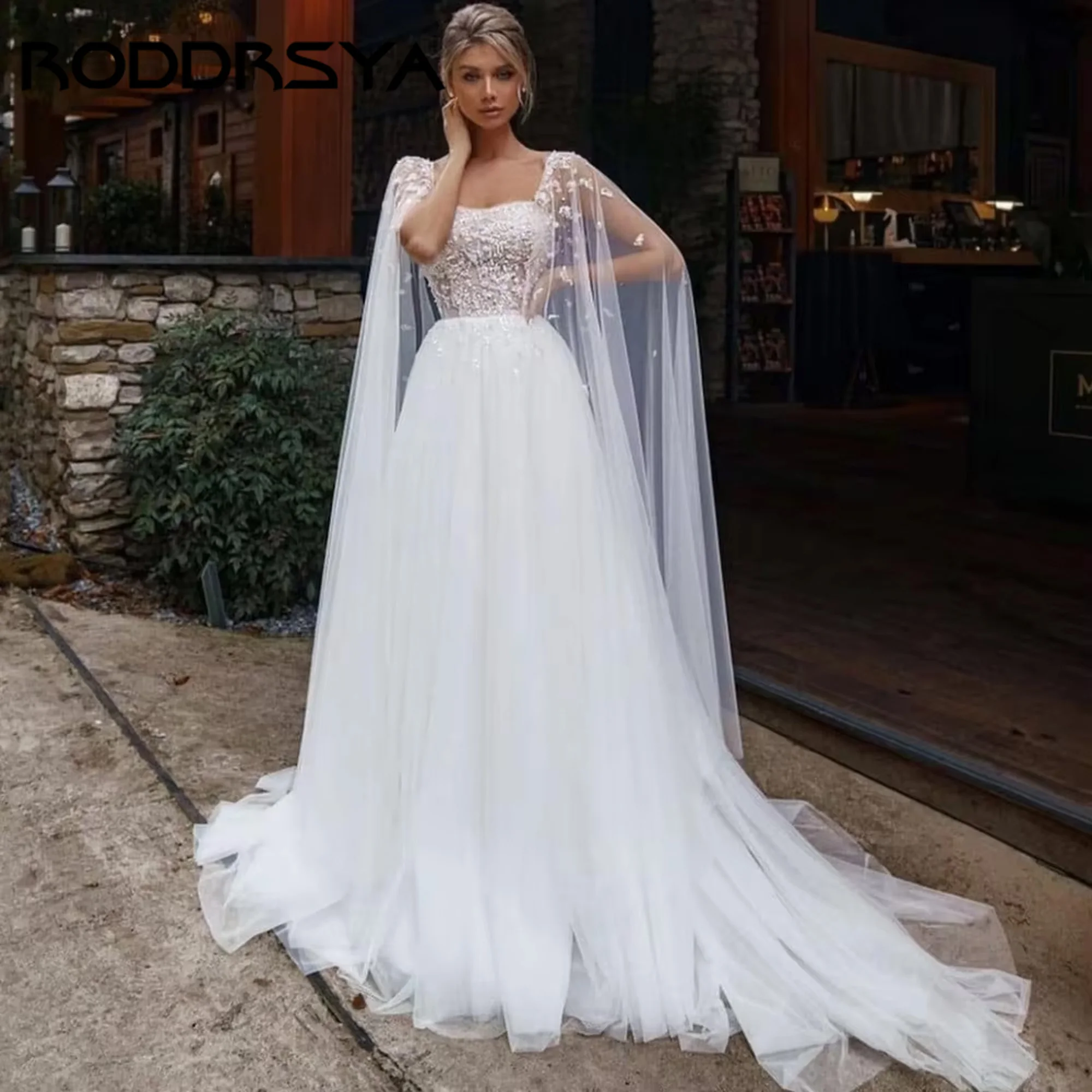

RODDRSYA Luxury A-Line Wedding Dress Boho Appliques Bride Dress Illusion Backless Bridal Gowns New Vestidos De Novia Customized