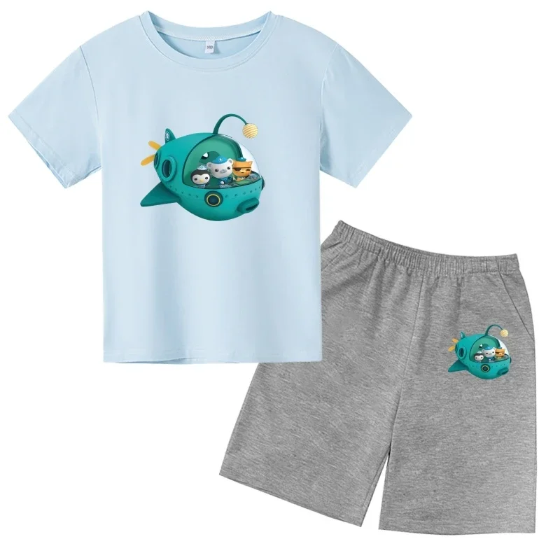 

2026 Boy Girl The Octonauts Cartoon T-shirt Shorts Set Short Sleeve O-neck Boy's Funny Tee Top Gift For Kids Summer Clothes