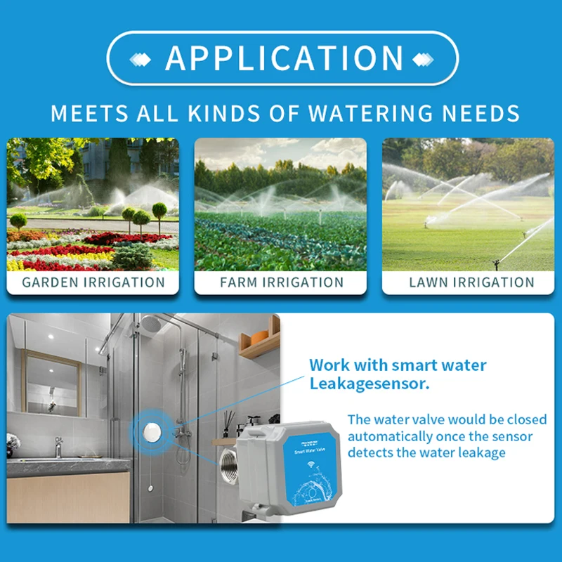 Tuya Wifi Intelligent Water Ball Valve Shut off Rate 0% To 100% Garden Smart Life Faucet Automation Controller Voice Control