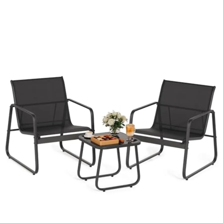 

Patio Chairs Set of 2 with 3PCS Outdoor Bistro Furniture Set Featuring Rust-Resistant Metal Frame and 330LBS Weight Capacity Id